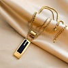 Rectangle & 3 Ring Stainless Steel Pendant Double Layer Necklaces for Women FS-WG0A6F5-01-2