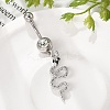 Alloy Rhinestone Snake Curved Barbell Belly Rings AJEW-R007-03P-05-2