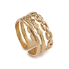 Ion Plating(IP) 304 Stainless Steel Triple Line Cuff Rings for Women RJEW-G285-15G-1