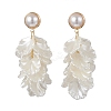 Petaline Brass ABS Plastic Imitation Pearl Dangle Stud Earrings EJEW-TA00777-3