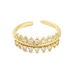 Brass Pave Cubic Zirconia Cuff Rings RJEW-U012-04G-02-2