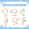 6Pcs 3 Styles Brass Screw Carabiner Lock Charms KK-UN0002-01-3