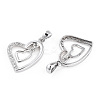Rhodium Plated 925 Sterling Silver Micro Pave Clear Cubic Zirconia Pendants STER-T007-49P-2