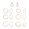 7 Pairs 7 Style Resin Pearl Beaded C-shape & Ring Dangle Stud Earrings FIND-KS0001-16-1