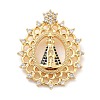 Rack Plating Brass Micro Pave Clear Cubic Zirconia Pendants KK-C063-18G-1