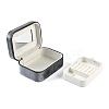 Italian Velvet Double Layers Jewelry Set Storage Zipper Boxes with Mirror Inside CON-G023-09C-3