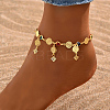 Fashionable Real 18K Gold Plated Brass Rhinestone Tassel Anklets for Women Beach Casual Style AQ8665-1