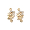 Brass Micro Pave Clear Cubic Zirconia Connector Charms KK-P355-27G-1