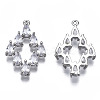 Brass Inlaid Clear Cubic Zirconia Pendants ZIRC-S069-014P-2
