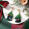 Polycotton Tassels Christmas Tree & Bell Stud Dangle Earring EJEW-JE06076-2