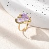 Heart Natural Amethyst Finger Rings STAS-Z112-10G-01-1