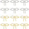 16Pcs 2 Colors Rack Plating Brass Pave Clear Cubic Zirconia Bowknot Connector Charms KK-SC0006-77-1