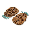 Laser Cut Poplar Wood Pendants Skull Charms with Dyed Synthetic Turquoise FIND-G073-05-2