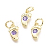 Brass Micro Pave Cubic Zirconia Pendants KK-P187-08C-G-1