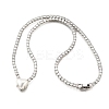 Brass Pave Clear Cubic Zirconia Tennis Necklaces NJEW-K287-02P-4
