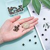 Natural Obsidian Round Carved Om Mani Padme Hum Beads Strands G-OC0001-35-4