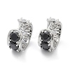 Brass Black Cubic Zirconia Hoop Earrings EJEW-Q016-11P-2