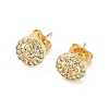 Round Brass Micro Pave Clear Cubic Zirconia Stud Earrings EJEW-Z144-14G-4