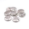 Tibetan Style Alloy Flat Round Carved Word Never Give Up Pendants LS-TIBEP-12585-AS-NR-2