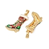 Christmas Brass Micro Pave Cubic Zirconia Enamel Pendants KK-B161-15G-02-2
