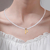 Imitation Pearl with Stainless Steel Pendants Necklaces NJEW-LP0001-51P-G-4