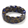 Synthetic Rectangle Gold Clinquant Stone Stretch Bracekets G-P549-01A-1
