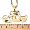 201 Stainless Steel Hollow Cowboy Hat Pendant Necklaces NJEW-H065-27G-3