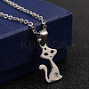 304 Stainless Steel Rhinestone Pendant Necklaces and Stud Earrings Jewelry Sets X-SJEW-D070-16P-2