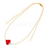Summer Fibre Cloth Woven Hear Pendant Braided Gold Cord Necklaces for Women KA4984-1-1