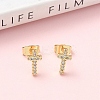 Cross Brass Micro Pave Clear Cubic Zirconia Stud Earrings EJEW-Z144-25G-1