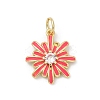 Brass Pave Cubic Zirconia with Enamel Pendants KK-U062-38G-01-1