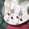 Glass with Alloy Enamel Snowflake Charm Dangle Earrings for Women EJEW-TA00559-2