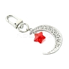 7Pcs 7 Colors Moon with Star Glass & Alloy Pendant Decoration HJEW-JM02109-5