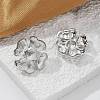 Brass Flower Stud Earrings EJEW-R016-17P-5