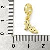 Rack Plating Brass Pave Cornflower Blue Cubic Zirconia High-heeled Shoes European Dangle Charms KK-Z067-57G-3