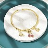 Brass Micro Pave Cubic Zirconia Fruit Charm Bangles for Women BJEW-Z089-01G-02-3