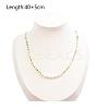 2MM Faceted Round Natural Green Tourmaline & Glass Pearl Beaded Necklaces for Women YX9478-5
