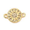 Brass Micro Pave Clear Cubic Zirconia Sun Connector Charms KK-P302-12G-1