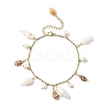 Natural Spiral Shell & Glass Pearl Charm Anklets AJEW-AN00567-2
