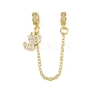 Brass Pave Clear Cubic Zirconia European Safety Chains with Charms KK-L236-16E-G-1
