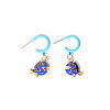Zinc Alloy Enamel Stud Dangle Earrings WG5F1D3-01-1