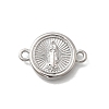 Religion Brass Flat Round with Virgin Connector Charms KK-D431-049P-1