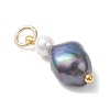 Natural Freshwater Pearl Potato & Shell Pearl Round Bead Pendants PALLOY-JF04714-01-4