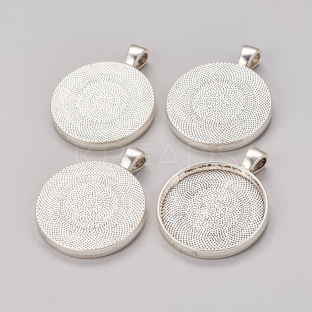 Wholesale 30MM Antique Silver Tone Alloy Flat Round Pendant Cabochon ...