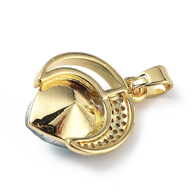 Real 18K Gold Plated Rack Plating Brass Micro Pave Clear Cubic Zirconia Pendants KK-C015-20G-11-1