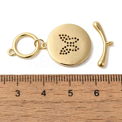 Brass Micro Pave Clear Cubic Zirconia Toggle Clasps KK-N254-92G-1