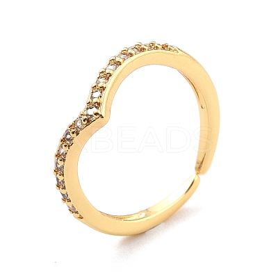Clear Cubic Zirconia Crown Open Cuff Ring for Women X-RJEW-C018-15G-1