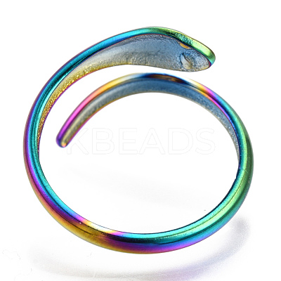 304 Stainless Steel Snake Cuff Ring RJEW-N038-113M-1