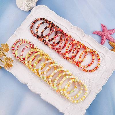 Handmade Polymer Clay Heishi Surfer Stretch Bracelets Set BJEW-SW00099-02-1
