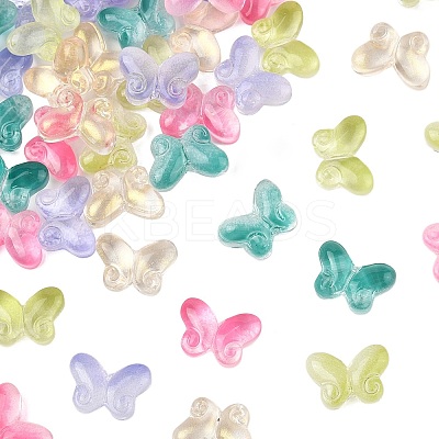 50Pcs 5 Colors Two Tone Transparent Spray Painted Glass Beads GLAA-FP0001-30-1